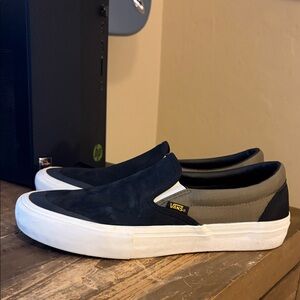 Vans Men's Black and Gray Slip-On Pro Skate Shoes 9.5